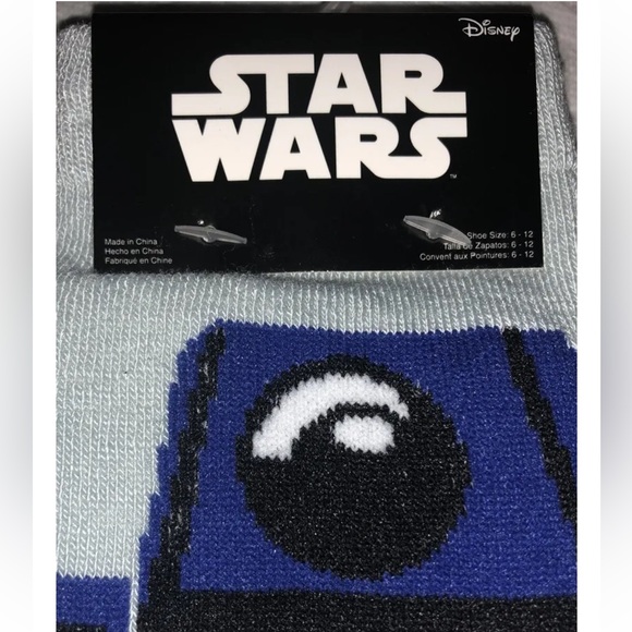 Star Wars R2D2 BB8 Crew Socks 2 Pair Men 6-12 White Blue w Droids  POTF Jedi NEW - Picture 4 of 9